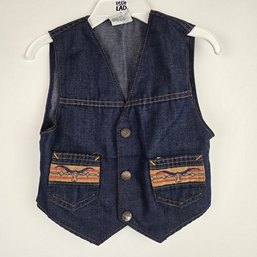 Vintage Billy The Kid Denim Vest Boys  Size 5( Fits 3T) Western Cowboy